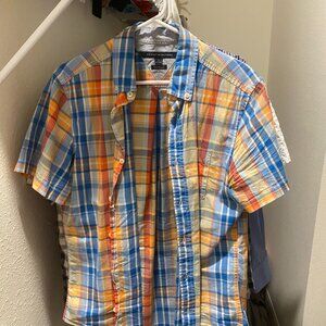Tommy Hilfiger Checkered Dress Shirt | Short Sleeve | Medium
